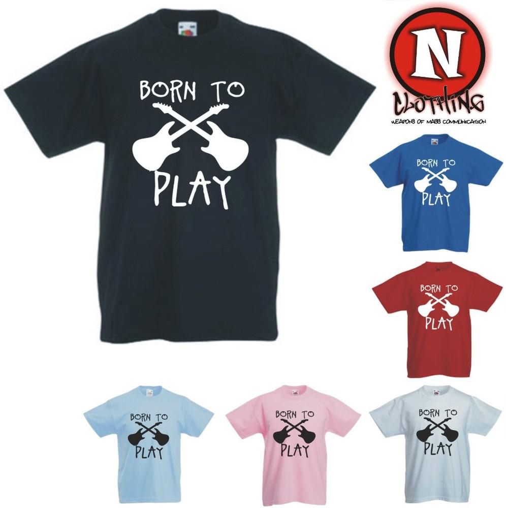 Born To Play Gitarre Kinder Rock Star Band Musik T-Shirt 3yrs bis Zu 13yrs