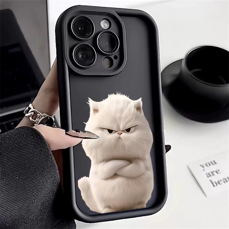 Милый Черный Кот Мягкий ТПУ Чехол для Телефона Для iPhone 16 15 14 Pro Max 13 12 11 Pro Max 7 8 Plus XR X XS 16E Ударопрочный Силиконовый Чехол