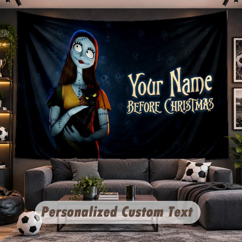 The Nightmare Before Christmas Jack Sally Personalized Tapestry Support Custom Name, Wall Art Home Decoration