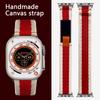 For Apple Watch 10 46mm/Ultra 2/Ultra 49mm/9 8 7 45mm/SE (2023) SE (2022) SE 6 5 4 44mm/3 2 1 42mm Contrast Color Canvas Watch Strap