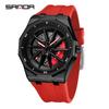 Fashion Sanda Top Brand Men's 360° Rotating Car Wheel Skeleton Dial Watch Luminous Quartz Sport Silicone Strap For Student Watch