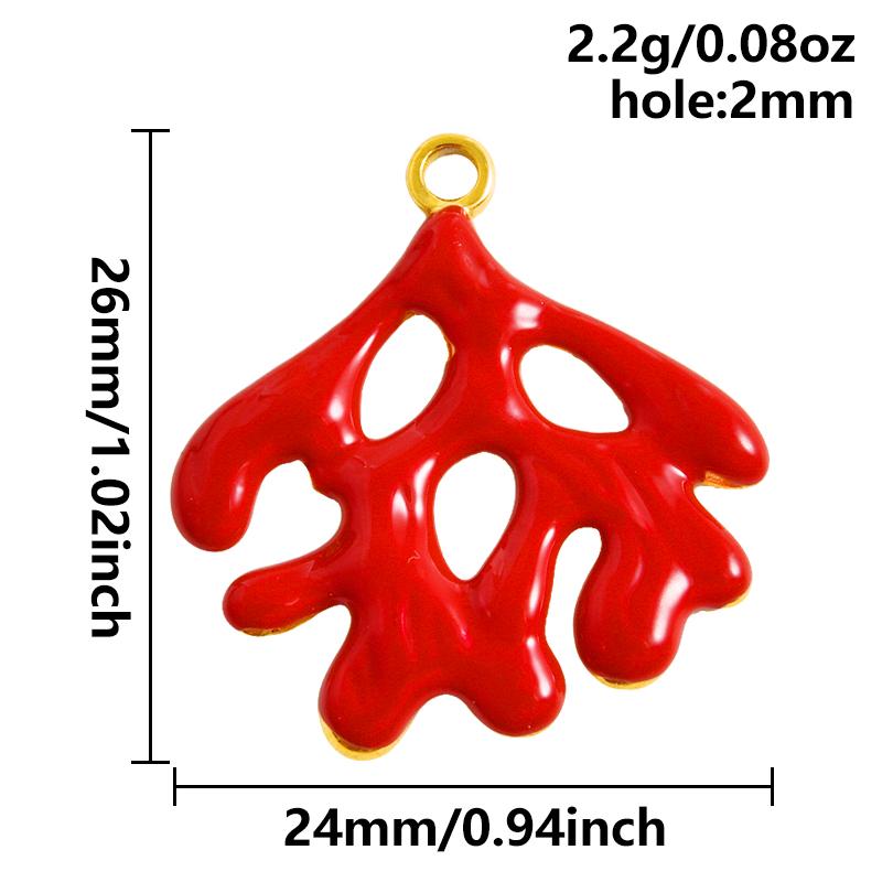 2pcs Red Lobster Crab Coral Real Gold Plated Stainless Steel Enamel Charm For Jewelry Making Supplies DIY Beach Necklace Pendant