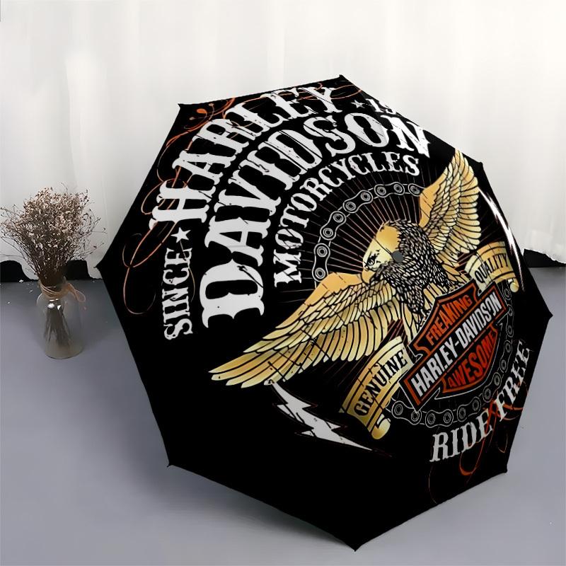 1 шт. Авто-милый зонт Harley Davidson | Портативный складной, 8 ребер, ручное открытие, милый Хэллоуинский и Рождественский подарок для улицы, повседневный аксессуар, прочный C