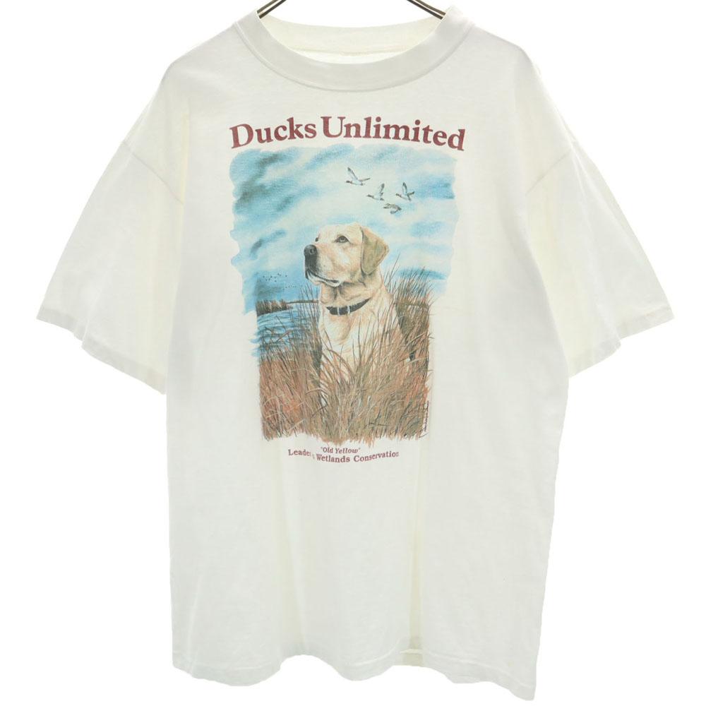 OLD 90s Print Short Sleeve T-shirt White System Men's Used