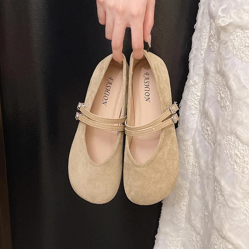 Мода 2025 Новые милые женские балетки Повседневные кроссовки Круглый носок Мягкая подошва Ретро Летние балетки Удобная повседневная обувь для платья Милый стиль
