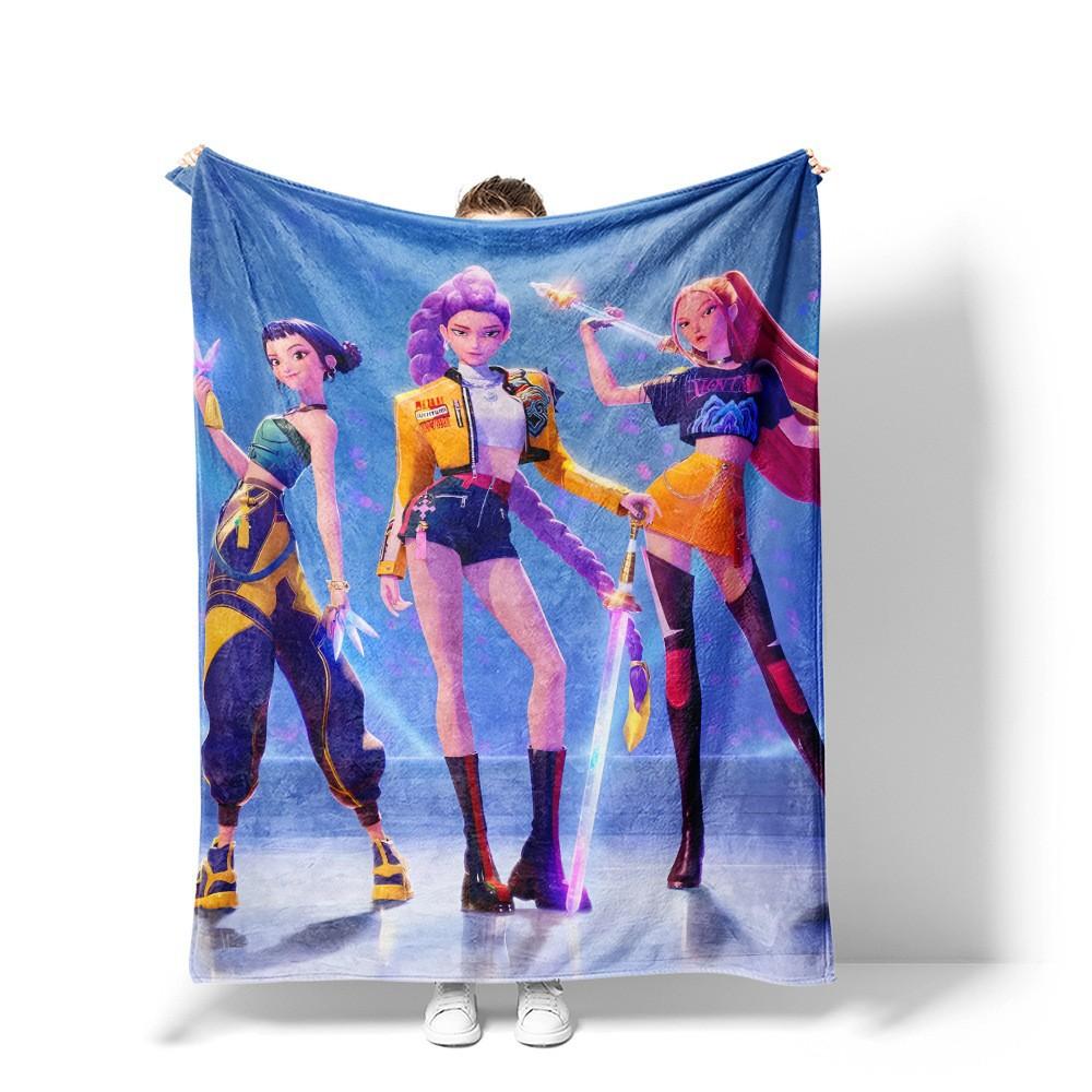 K-Pop Demon Hunter Poster Blanket Flannel Shawl Home Camping Sofa Bed Cover Men'S And Children'S Gifts