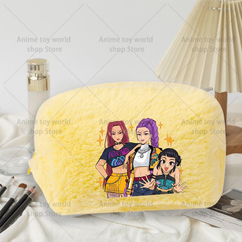Kpop Demon Hunter Girls Women Plushes Cosmetic Bag New Makeup Bags Ladies Travel Organization Pouch Pink Pencil Case Gift