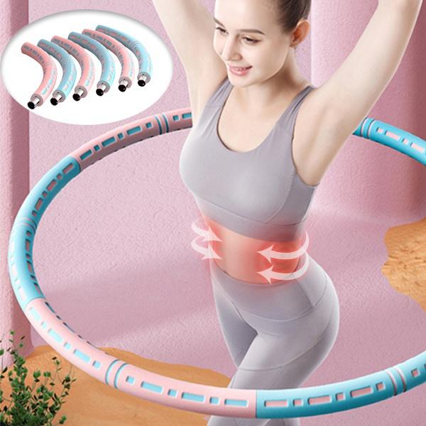 6-Section Self-Adjusting Weighted Fitness Hula Hoop, Exercise Hoop, Flexible and Adjustable