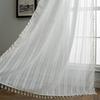 White Boho Farmhouse Curtains for Bedroom Living Room 110 Inch Length French Country Window Curtain Panels Chic Tassel Draperies