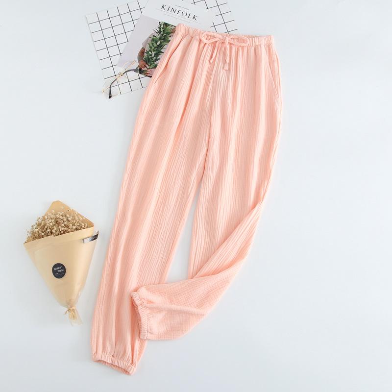 Japanese Pajamas Women Spring and Autumn Home Pants Cotton Washed Double Gauze Loose Comfortable Trousers Casual Pants