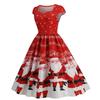 Women's Retro Positioning Print Short Sleeve Dress Christmas