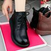 Leather Casual Short Boots, Fashionable Mother's Shoes Anti Slip Soft Soled Women's Autumn and Winter Boots with Fleece