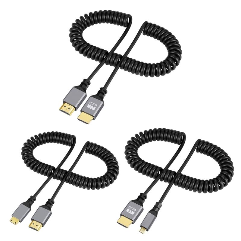 HDMI-совместимый 4K Спиральный кабель, HDMI-совместимый высокоскоростной кабель версии 2.0, Адаптер «папа-папа» Пружинный спиральный шнур