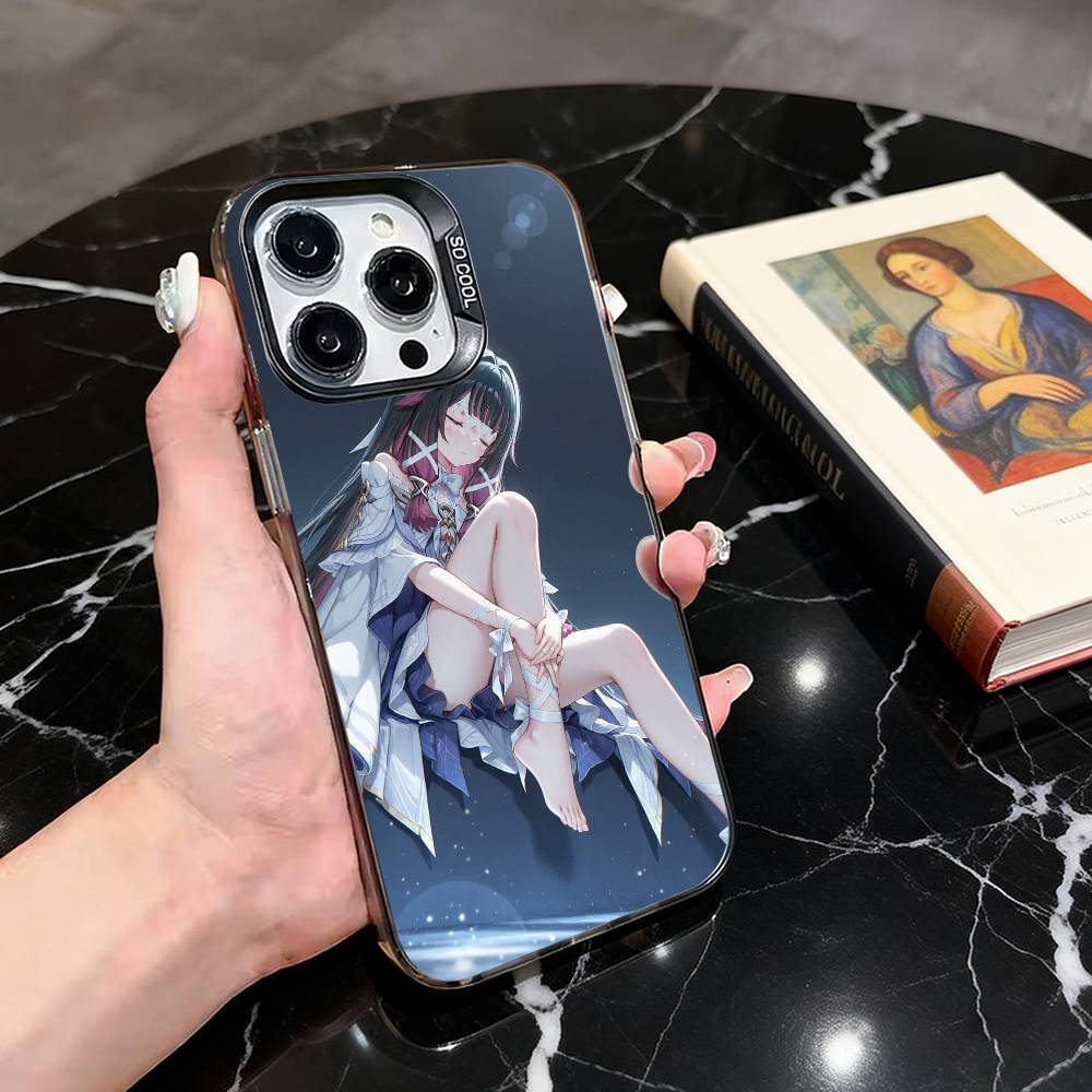 G-Genshin l-Impact Девушка Columbina-gic Чехол для телефона для iPhone 17,16,15,14,13,12,11 Plus,Pro Max,Цветной Серебряный Покрытый Внутренний Чехол