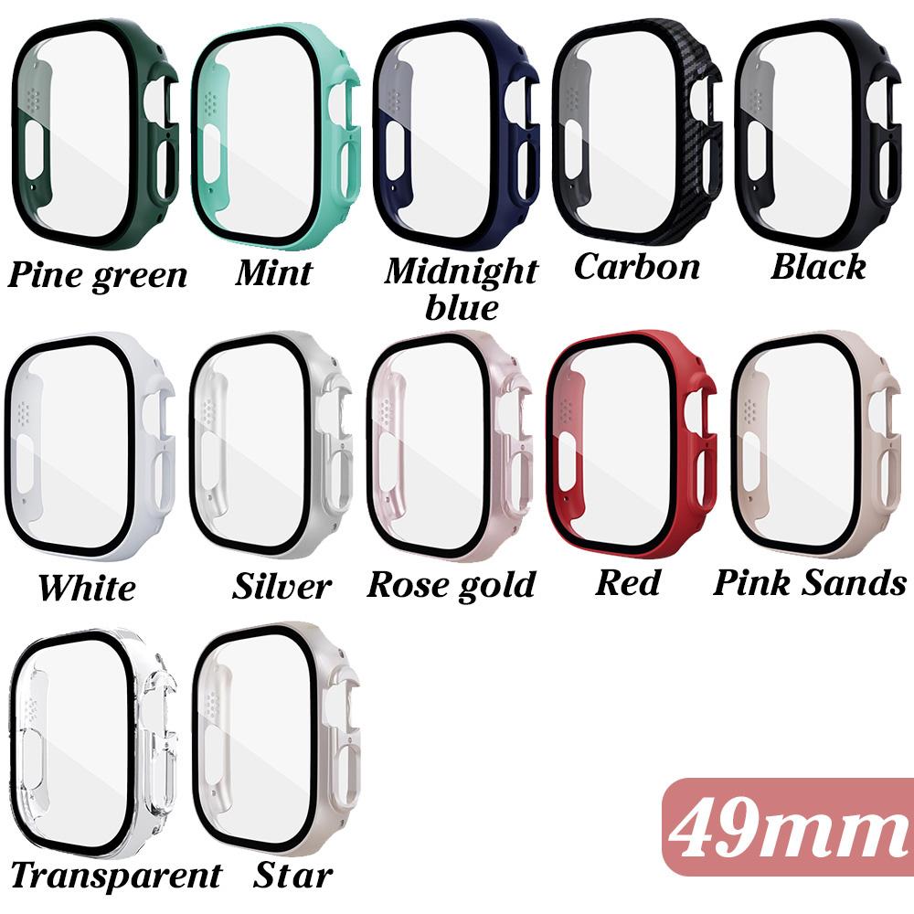 Пленка с чехлом из ПК для Apple Watch Ultra 9 8 7 49 мм 41 мм 45 мм SE 6 5 4 3 2 1 40 мм 44 мм 42 мм 38 мм Защитная пленка из закаленного стекла для экрана, бампер