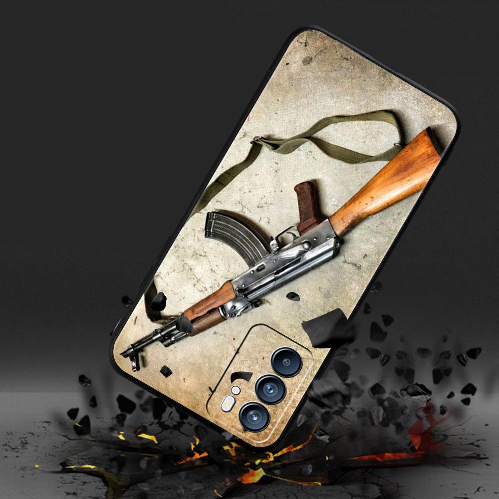 Чехол для телефона AK47 с пистолетом и пулями для Oppo A54 A53 A52 A9 2020 A15 A95 A16 A76 A74 A12 Find X5 Reno7 Reno6 Pro Plus 5G