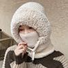 Winter Hat Scarf Integrated Hat Women's Wool Fleece Thickened Knitted Hat Warm Neck Protection Windproof Riding Hat