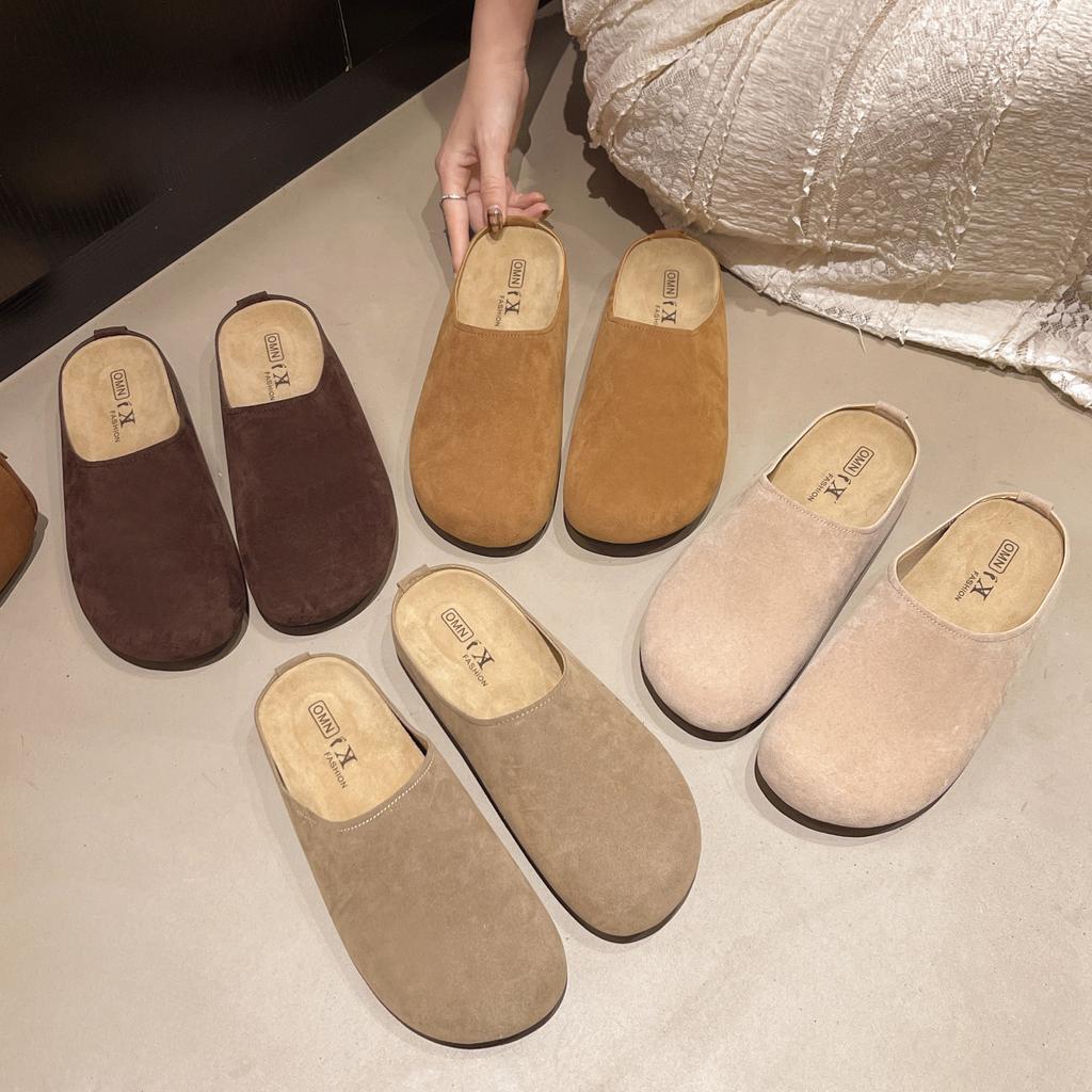 Носите ретро-туфли с толстой подошвой и мешком для женщин 2025 года, осень, большой размер, повседневные и удобные, ленивые тапочки с одной педалью прилив