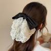 Retro Ponytail Hair Clip Embroidered Mesh Headwear Fashion Bow Hair Claws  Hair Accessories