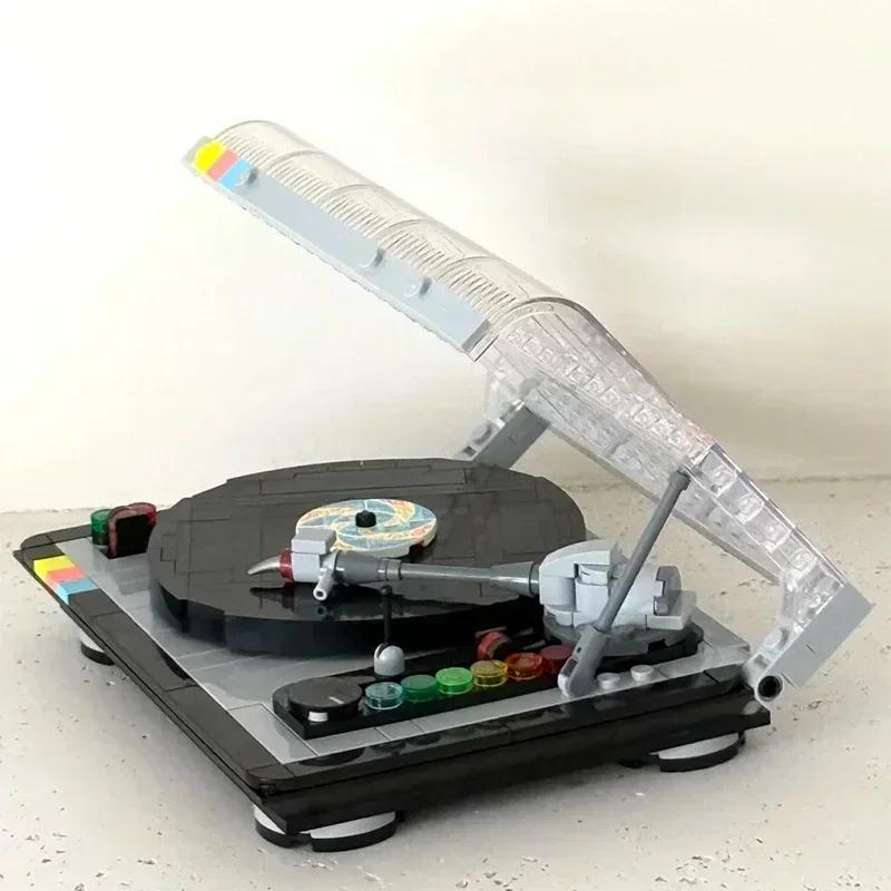 MOC Классический Фестивальный Ретро Проигрыватель Пластинок Строительные Блоки Модель Музыкальный Плеер Сборка Кирпичиков День Рождения Игрушка Подарок Для Ребенка Взрослого