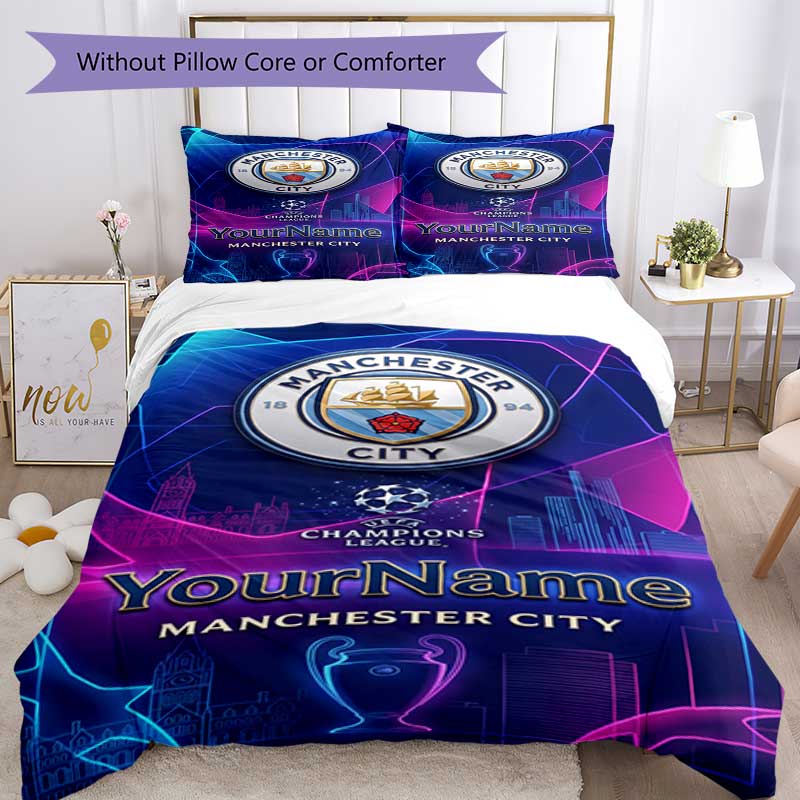 Manchester City 19 Customize your name Bedding Set Breathable Duvet Cover with Pillowcases Home Decoration Birthday Gift