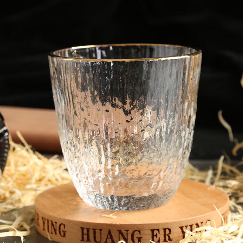 Стеклянный бокал Shangqi с золотым ободком и рисунком в виде коры дерева