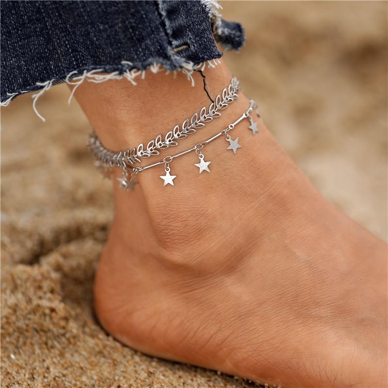 iF ME Богемный золотой цвет, многослойные браслеты с кристаллами и бабочками для женщин, жемчужные бусины, пляжный браслет на щиколотке, цепочка для ног, ювелирные изделия