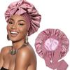 Double-Layer Satin Sleep Cap with Bowknot - Reversible Silk Beauty Bonnet
