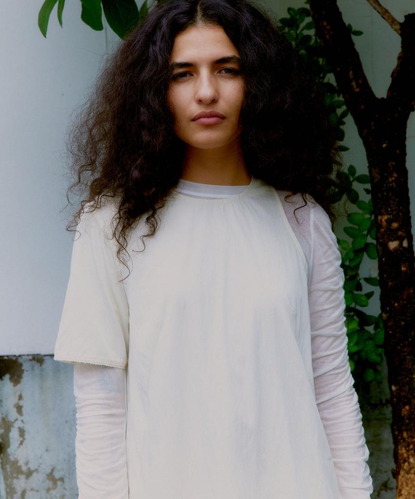 PROVO Asymmetrical Short Sleeve Blouse / Ivory