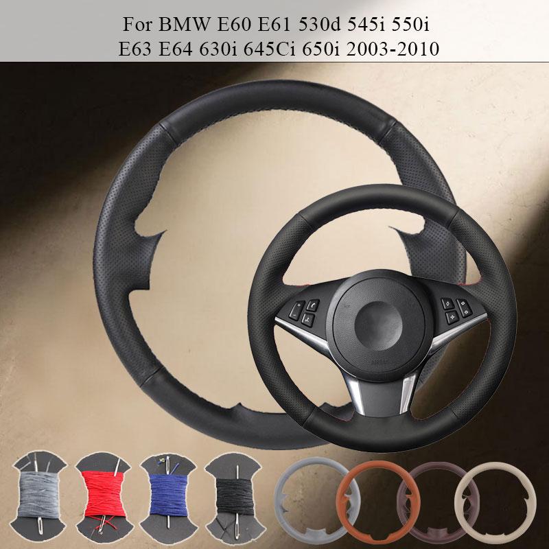 Customize Anti-Slip Car Steering Wheel Cover For BMW E60 E61 530d 545i 550i E63 E64 630i 645Ci 650i 2003-2010 Microfiber Leather