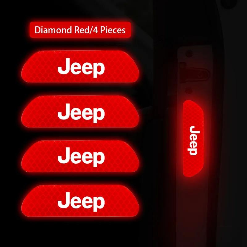 Для Jeep 4 шт. Светоотражающая наклейка на дверь автомобиля Предупреждение о безопасности Отражатель Метка Для Jeep Grand Cherokee Wrangler JK Gladiator Compass