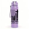 1PC Faith Cross Flag Print 750ml Color Plastic Sports Water Bottle Leakproof Flip Straw Lid Suitable for Sports Office Home Use