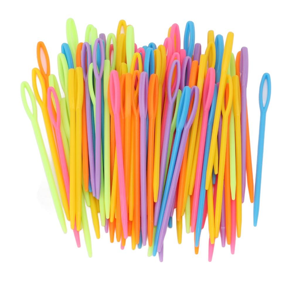 200Pcs Plastic Large Eye Needles 3.5inch Tapestry Needles Portable Plastic Yarn Needles For Crochet