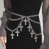 European and American Alloy Cross Pendant Multi-layer Body Chain with Wave Side Swing Waist Ornament