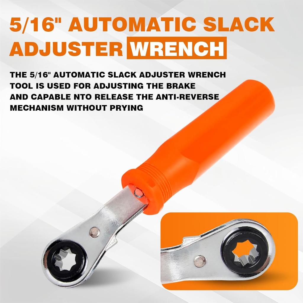 BARTOO 2PCS Automatic Slack Adjuster Tools, 5/16'' Double Square Ratcheting Wrench & Fork End Release Tool, Brake Adjustment Tool For Semi Truck,