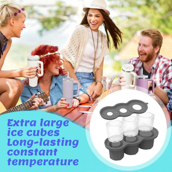 Silicone Ice Mold Cylinder Ice Cube Tray for 20-40oz Tumbler Cup with Lid Hollow Shape Stackable Easy Release Juice Whiskey Cocktail Ice Cubes