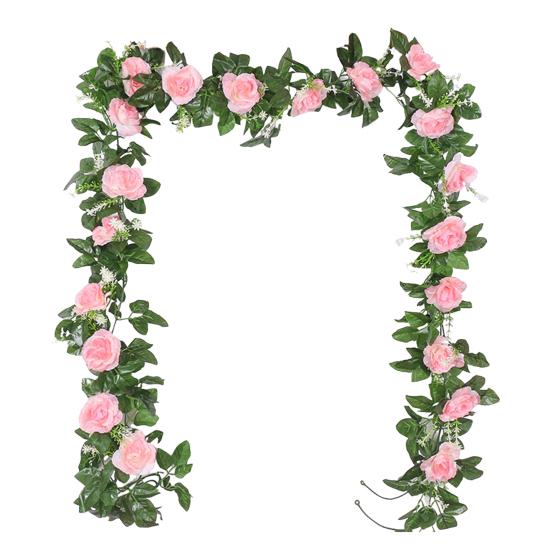220 см искусственная розовая гирлянда реалистичная комнатная и уличная подвесная искусственная цветочная гирлянда растения виноградная лоза свадебная вечеринка весенняя каминная полка крыльцо лестница украшение