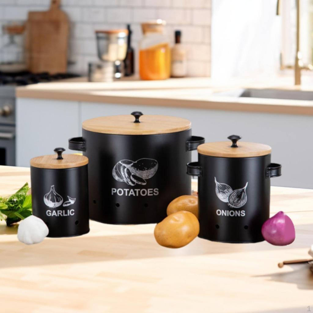 3 штуки Кухонные контейнеры для хранения чеснока, картофеля, лука, овощные банки с вентиляционными отверстиями