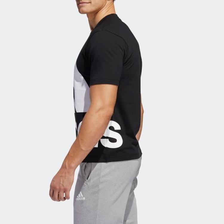 adidas Футболка с коротким рукавом и крупным логотипом, мужские топы, черные GK3325