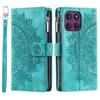 For Motorola Moto G56 5G Wallet Case Mandala Flower Pattern PU Leather Phone Cover with Wrist Strap