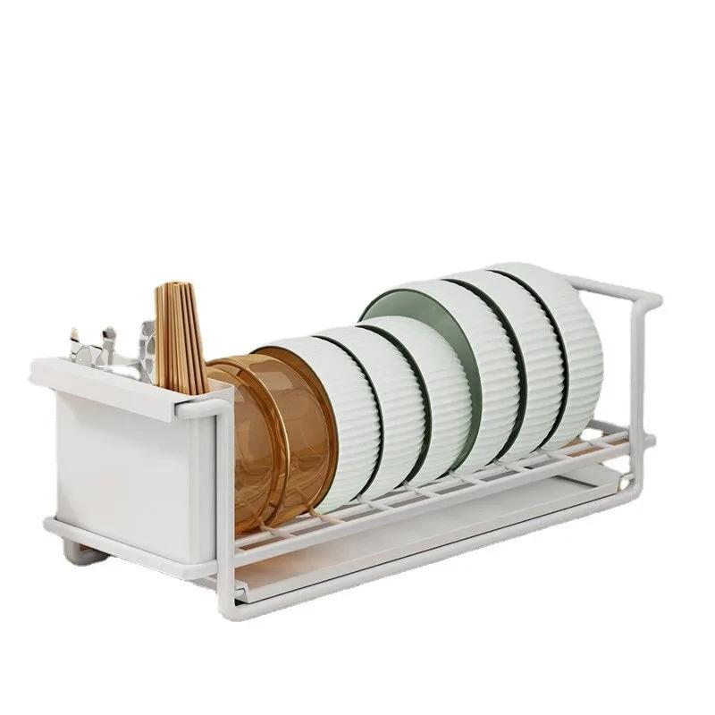 Кухонная выдвижная миска для хранения посуды Полка для мойки Шкаф-органайзер Встроенные миски Посуда Держатель для столовых приборов Разделитель для хранения