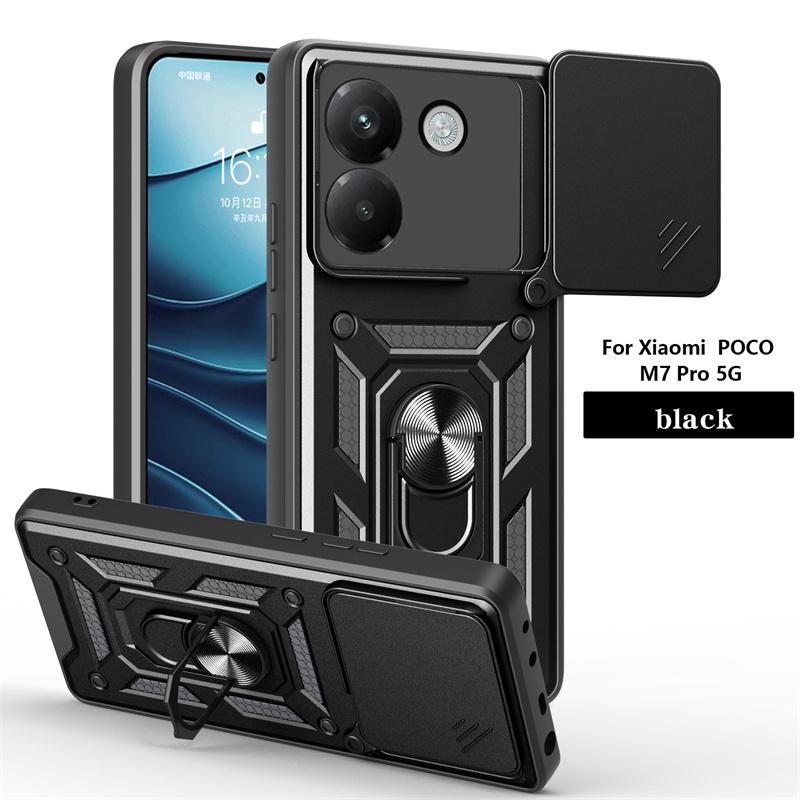 Для Xiaomi POCO M7 Pro 5G Чехол Бронированный Магнитный Держатель Кольцо Телефон Funda Для Mi Poco M7 Pro M7Pro Слайдер Защита Камеры Чехол Coque