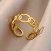 Opening Rings for Women Stainless Steel Gold Color Geometric Ring Fashion Simple Party Christmas Jewelry Gift