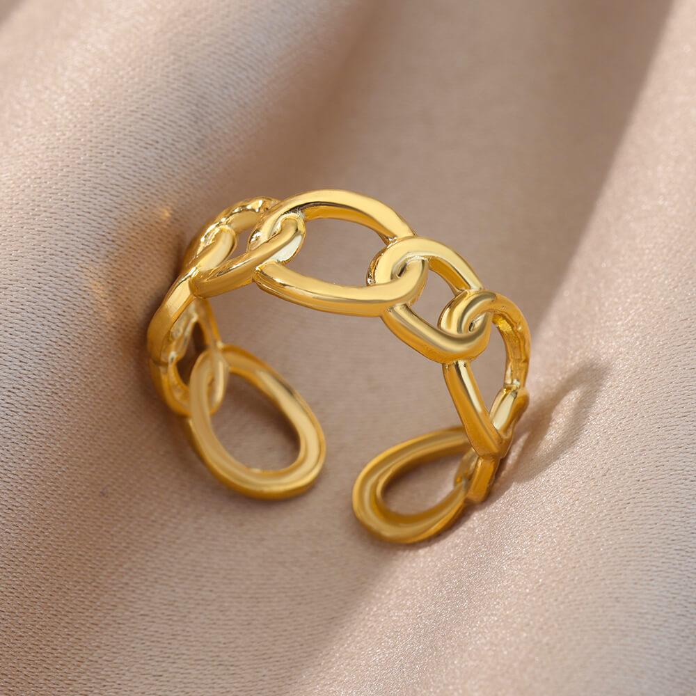 Opening Rings for Women Stainless Steel Gold Color Geometric Ring Fashion Simple Party Christmas Jewelry Gift