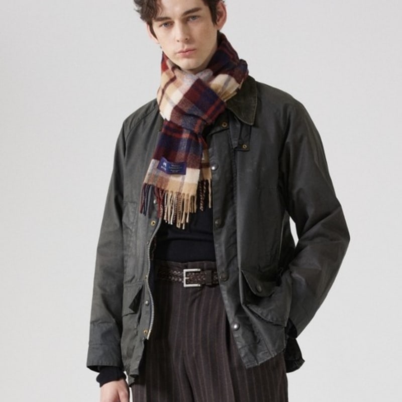 ABRAHAM MOON Шарф из мериносовой шерсти 25 см - Eldwick Navy Rust