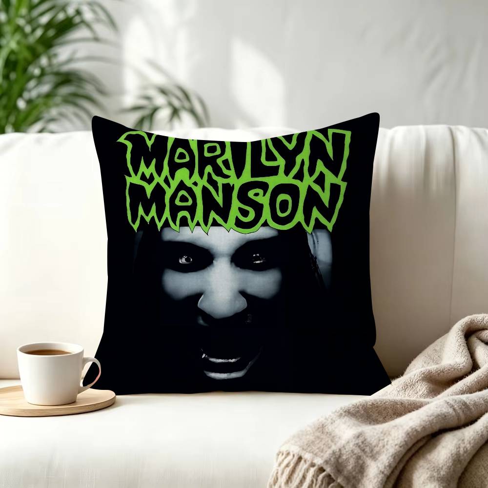 Classic Rock Band MMarilyn MManson Trendystyle decorative throw pillow cover insert not included fauxembroidery design