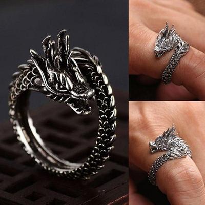 Модные кольца с драконом из нержавеющей стали, открывающиеся кольца, трудно сломать, мужские и женские титановые кольца