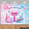 Pet Birthday Party Banner Backdrop, Paw Print Bone Balloon Cupcake Design, Polyester, No Power, Photo Wall Decor Indoor Outdoor