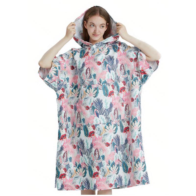 Colorful Quick-Dry Hooded Towel Cape for Beach, Bath, and Pool