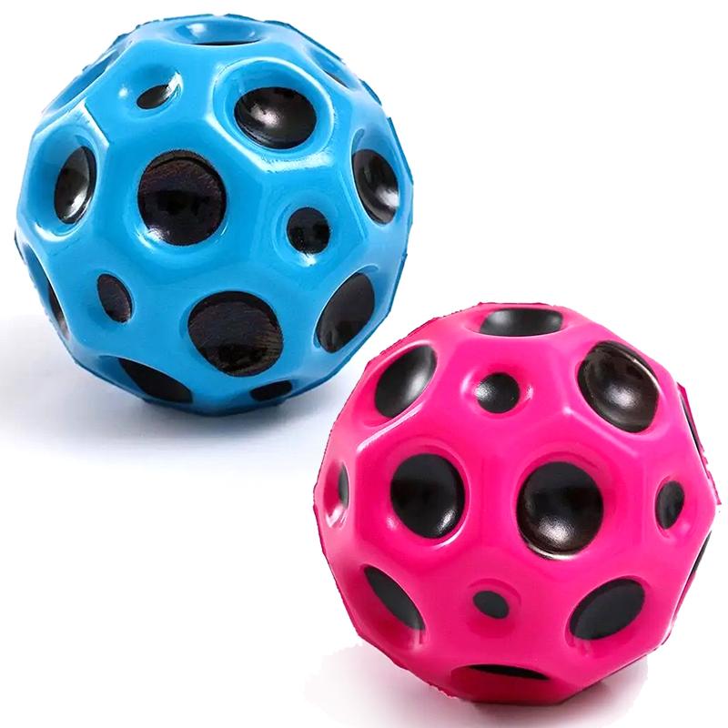 2 шт., мяч для прыжков, мягкие игрушки из пенополиуретана, антистресс в форме луны, пористые надувные космические шары, высоко прыгающие лунные антистрессовые шарики для детей и взрослых